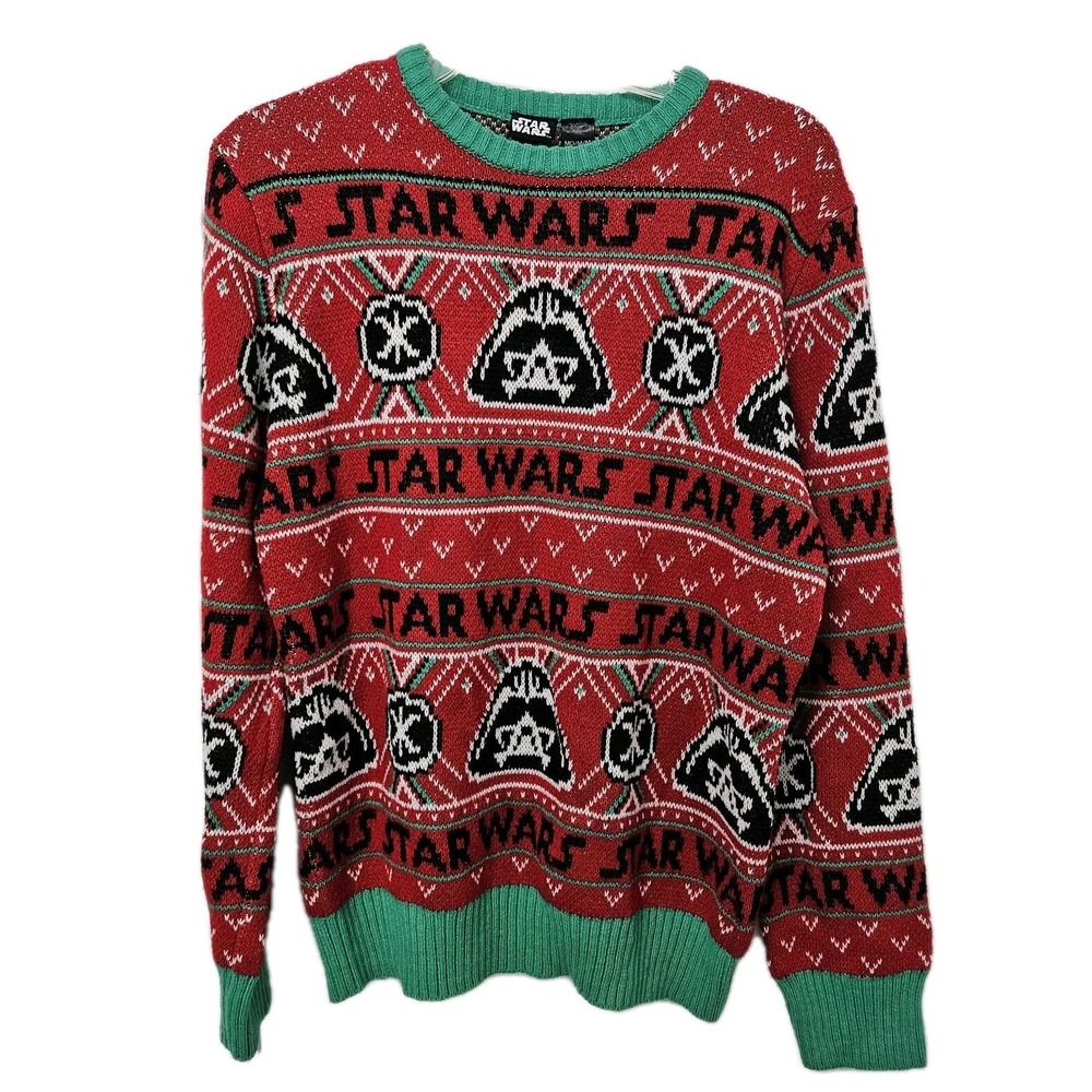 Star Wars Ugly Christmas Sweater Adult Medium Darth Vader Red‎ Green White EUC